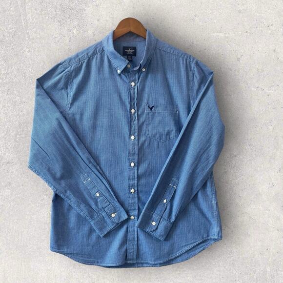 American Eagle Outfitters Other - American Eagle Men Blue small plaid Button Down Classic Fit Long Sleeve SZ/L-G